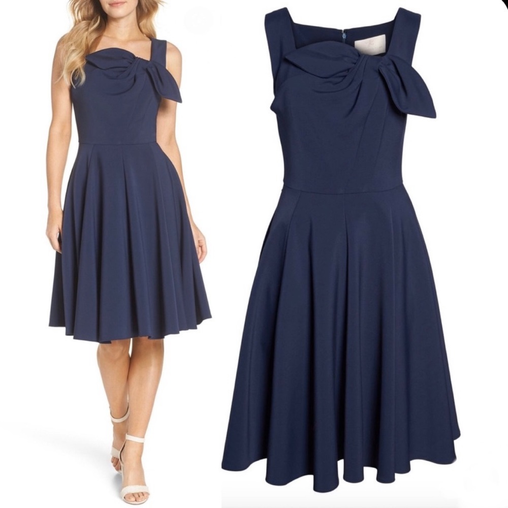 Gal Meets Glam zoe bow navy a-line dress size 6